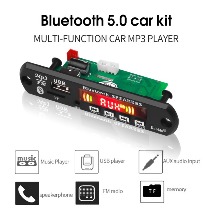 Modul Bluetooth, MP3, radio FM, citire USB/TF, afisaj LED, intrare AUX, telecomanda