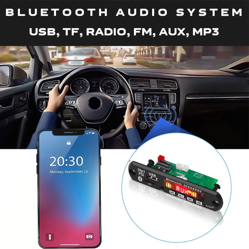 Modul Bluetooth, MP3, radio FM, citire USB/TF, afisaj LED, intrare AUX, telecomanda - AVX-MRMIB1 - AVEX