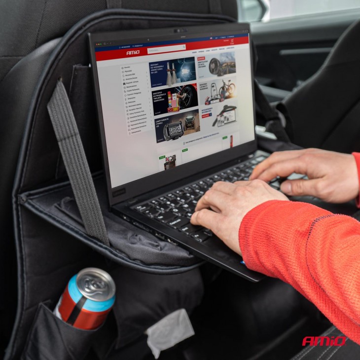 Organizator auto cu masa rabatabila, montaj pe spatarul scaunului - AVX-AM03128 - AMIO