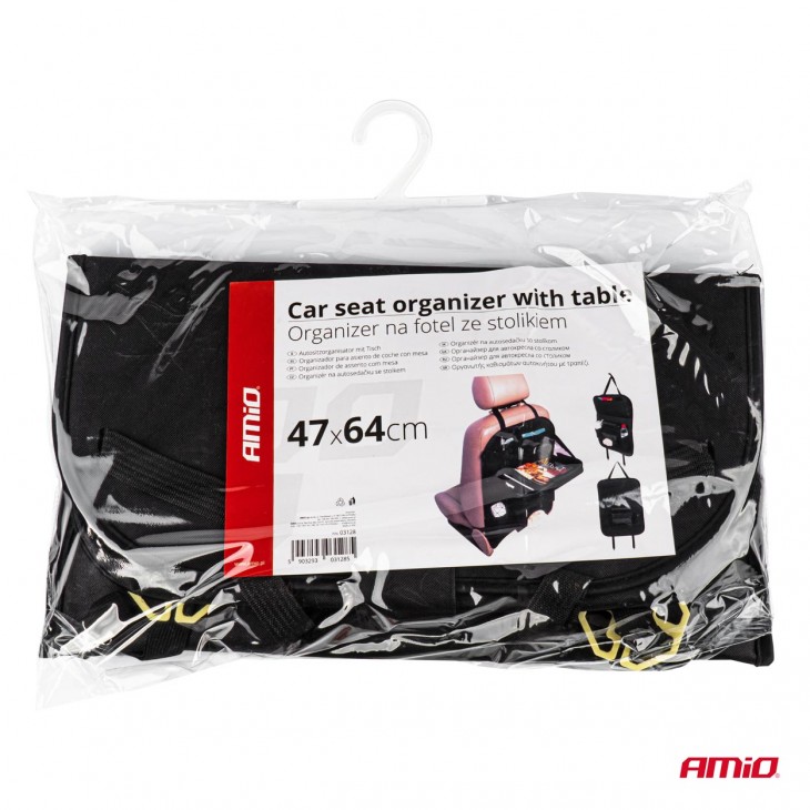 Organizator auto cu masa rabatabila, montaj pe spatarul scaunului - AVX-AM03128 - AMIO