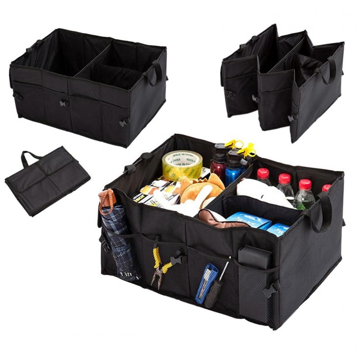 Organizator portbagaj auto cu 9 buzunare, 55 x 38 x 26cm, culoare neagra - AVX-AG403 - AVEX