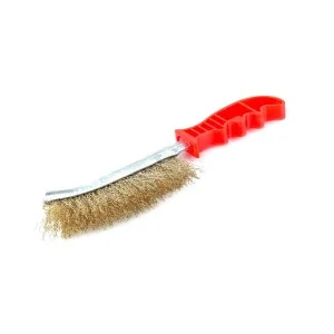 Perie de sarma cu peri sertizati, placati cu alama si maner din platic, lungime totala 25,5 cm, AMIO