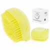 Perie din silicon cu dozator de sampon pentru spalare caini sau pisici, 7,5 x 7,5 cm, culoare galben