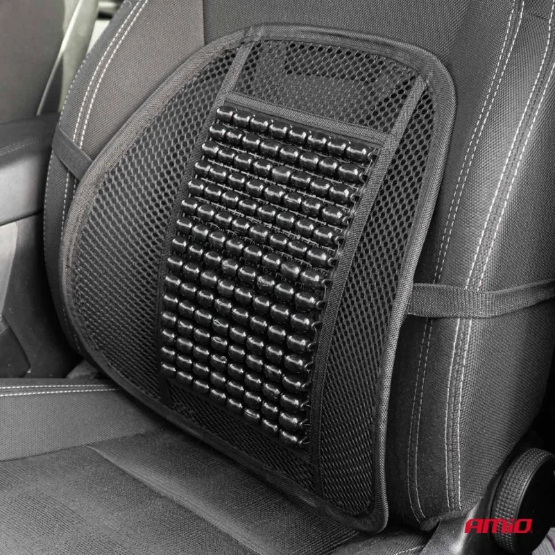 Pernita scaun cu suport lombar pentru corectare postura cu bile de masaj, dimensiune 40 x 38 cm, culoare Neagra, AMIO