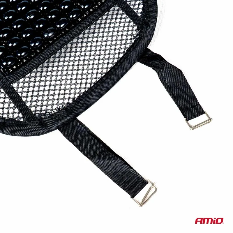 Pernita scaun cu suport lombar pentru corectare postura cu bile de masaj, dimensiune 40 x 38 cm, culoare Neagra, AMIO