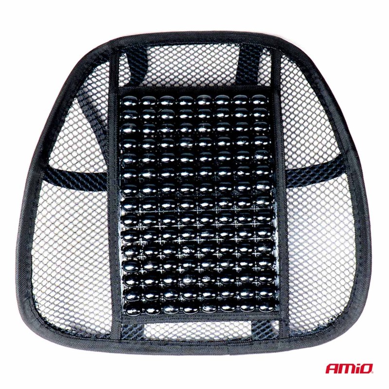 Pernita scaun cu suport lombar pentru corectare postura cu bile de masaj, dimensiune 40 x 38 cm, culoare Neagra - AVX-AM03654 - AMIO