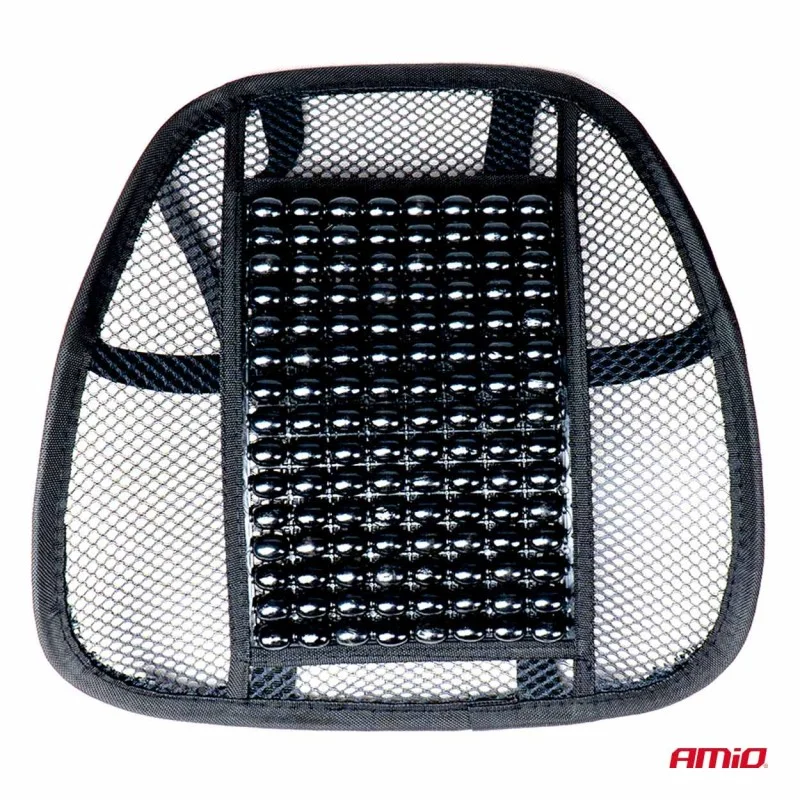 Pernita scaun cu suport lombar pentru corectare postura cu bile de masaj, dimensiune 40 x 38 cm, culoare Neagra, AMIO