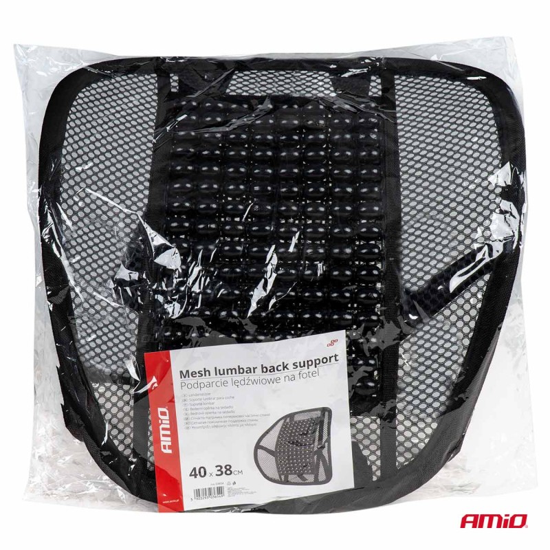 Pernita scaun cu suport lombar pentru corectare postura cu bile de masaj, dimensiune 40 x 38 cm, culoare Neagra - AVX-AM03654 - AMIO