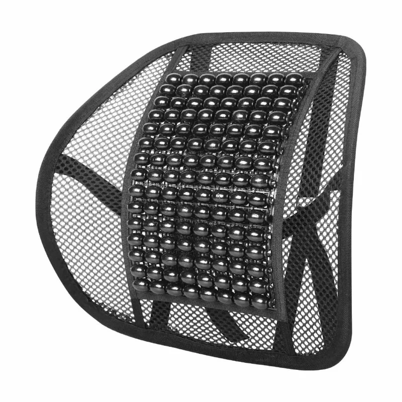 Pernita scaun cu suport lombar pentru corectare postura cu bile de masaj, dimensiune 40 x 38 cm, culoare Neagra, AMIO