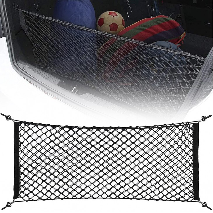 Plasa de bagaje elastica cu buzunar si suporti de montaj, dimensiune 100 x 40 cm - AVX-AM02148 - AMIO