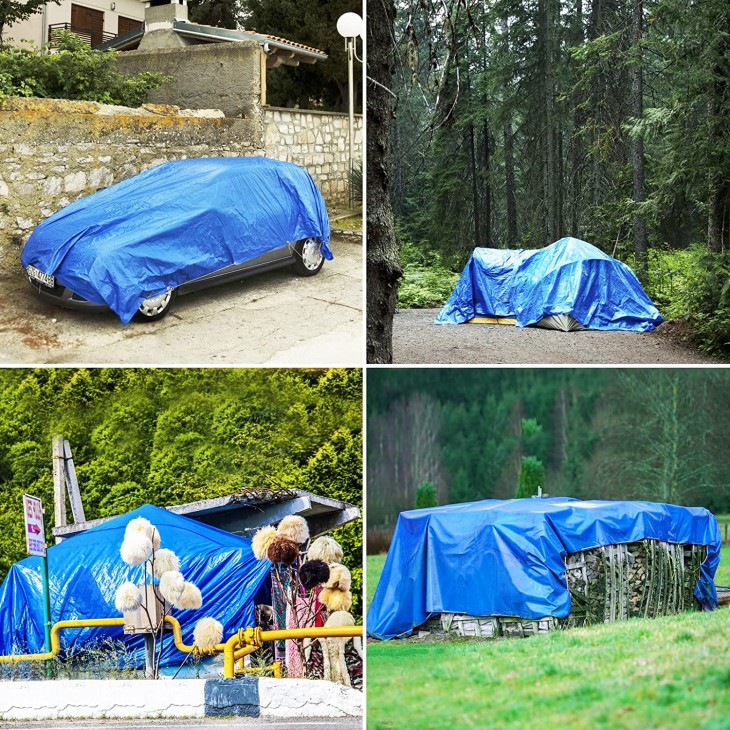 Prelata Impermeabila cu ochiuri metalice de prindere, dimensiune 4,0m x 5,0m, densitate 80g/m2, culoare albastra - AVX-T120721-1 - AVEX