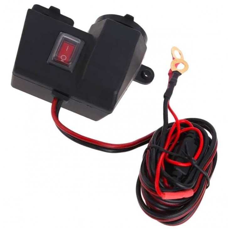 Priza de bricheta suplimentara, waterproof, 12V, 10A, cu 2 porturi incarcare USB, 5V, 2,1A, cu destinatie Moto, ATV, SSV, Quad, Off-Road - AVX-AG499B - AVEX