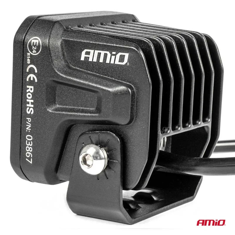 Proiector LED PRO SERIES cu doua functii pentru Off-Road, ATV, SSV, putere 18W, 1800lm, culoare 6000K, tensiune 10-30V, dimensiuni 82 x 78 x 76 mm, AMIO