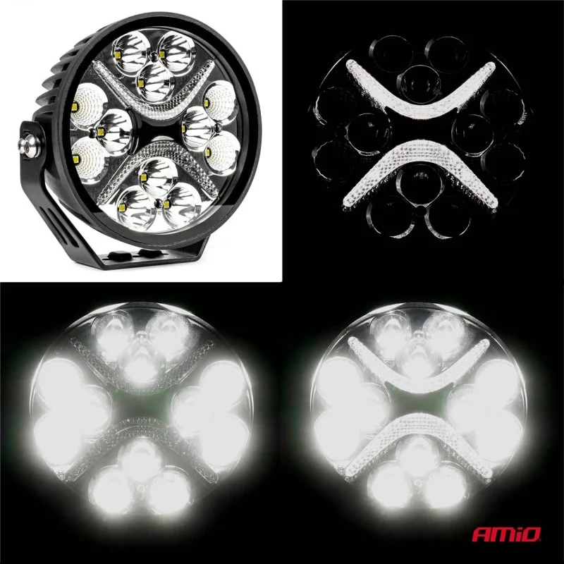 Proiector LED PRO SERIES cu doua functii pentru Off-Road, ATV, SSV, putere 54W, 7200lm, culoare 6000K, tensiune 10-30V, dimensiuni 140 x 140 x 61 mm, AMIO