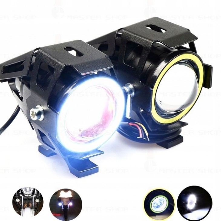 Proiector LED cu Lupa, Angel Eye ALB si Devil Eye RED, alimentare 12V, pentru Off-Road, ATV, SSV, UTV - AVX-T251017-5 - AVEX