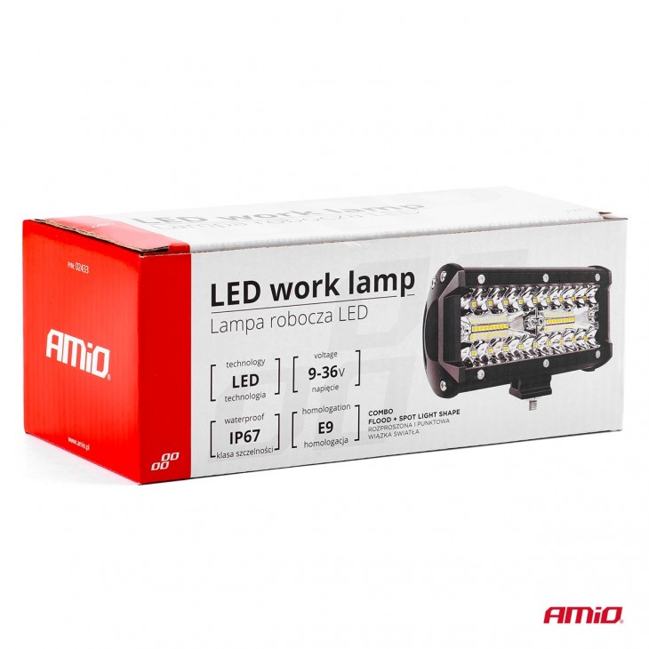 Proiector LED pentru Off-Road, ATV, SSV, cu doua fluxuri de lumina, culoare 6500K, 120W, tensiune 9 - 36V, dimensiuni 170 x 74 x 63 mm - AVX-AM02433 - AMIO