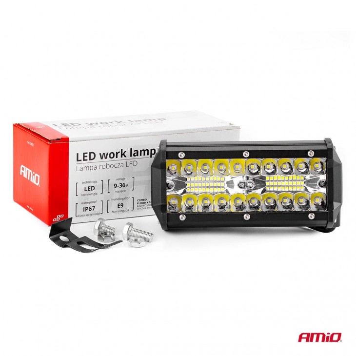 Proiector LED pentru Off-Road, ATV, SSV, cu doua fluxuri de lumina, culoare 6500K, 120W, tensiune 9 - 36V, dimensiuni 170 x 74 x 63 mm - AVX-AM02433 - AMIO