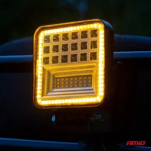 Proiector LED pentru Off-Road, ATV, SSV, cu functie de semnalizare, culoare 6500K, 3360 lm, tensiune 9 - 36V, dimensiuni 110 x 110 mm, AMIO