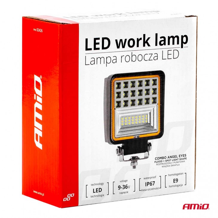 Proiector LED pentru Off-Road, ATV, SSV, cu functie de semnalizare, culoare 6500K, 3360 lm, tensiune 9 - 36V, dimensiuni 110 x 110 mm - AVX-AM02426 - AMIO