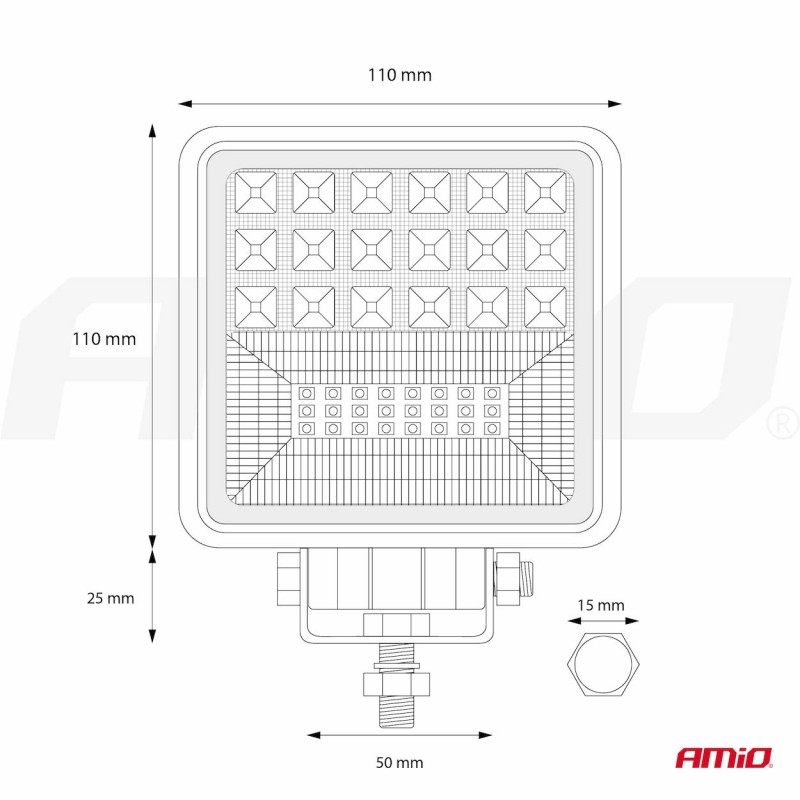 Proiector LED pentru Off-Road, ATV, SSV, cu functie de semnalizare, culoare 6500K, 3360 lm, tensiune 9 - 36V, dimensiuni 110 x 110 mm - AVX-AM02426 - AMIO