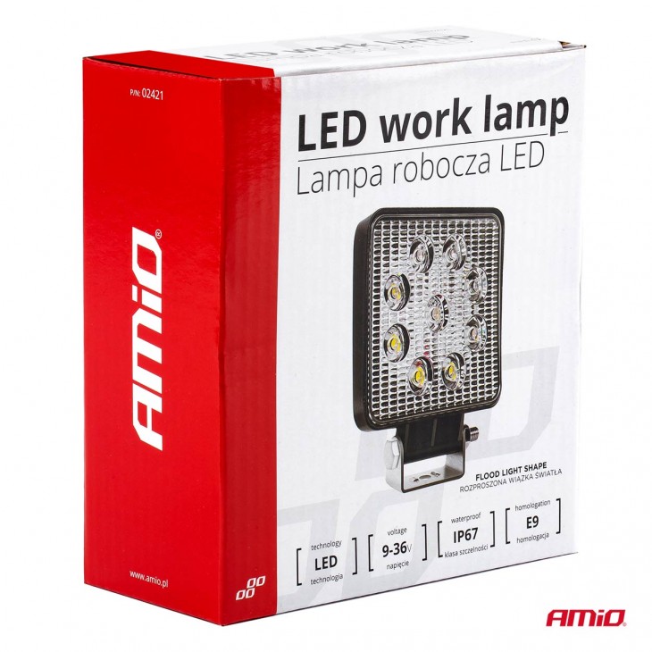 Proiector LED pentru Off-Road, ATV, SSV,  culoare 6500K, LED FLOOD,  tensiune 9 - 36V, dimensiune, 110 x 110 mm - AVX-AM02421 - AMIO