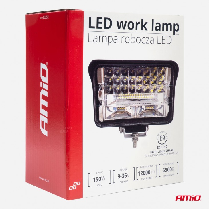 Proiector LED pentru Off-Road, ATV, SSV, putere 150W, culoare 6500K, tensiune 9-36V, dimensiuni 170 x 110 x 60 mm - AVX-AM03252 - AMIO