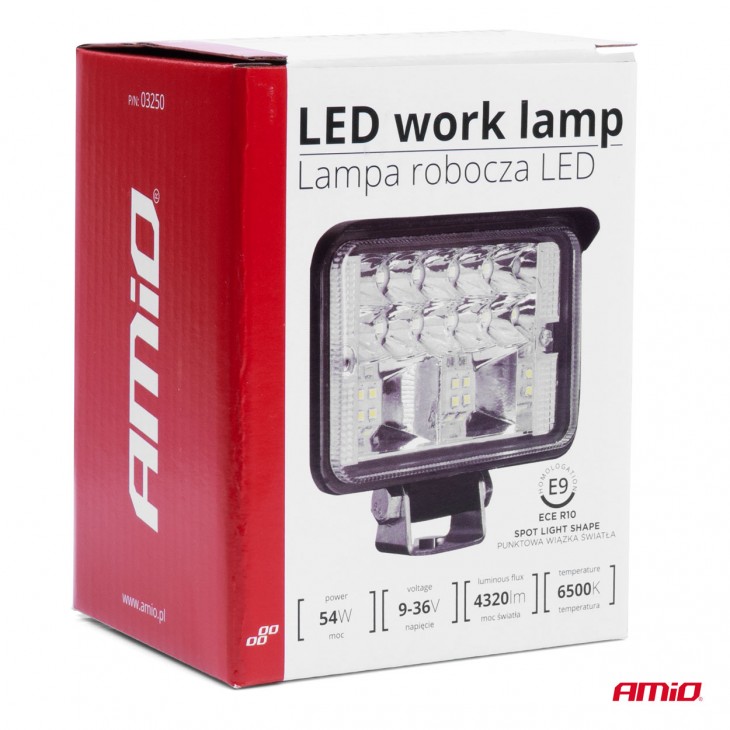 Proiector LED pentru Off-Road, ATV, SSV, putere 54W, culoare 6500K, tensiune 9-36V, dimensiuni 80 x 110 x 60 mm - AVX-AM03250 - AMIO
