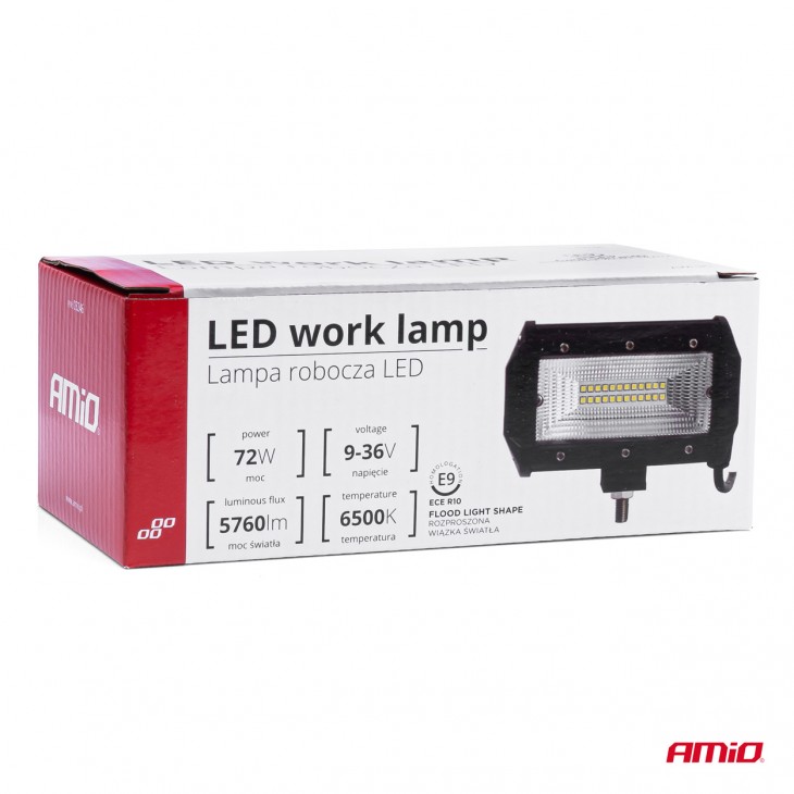 Proiector LED pentru Off-Road, ATV, SSV, putere 72W, culoare 6500K, tensiune 9-36V, dimensiuni 135 x 75 x 55 mm - AVX-AM03246 - AMIO