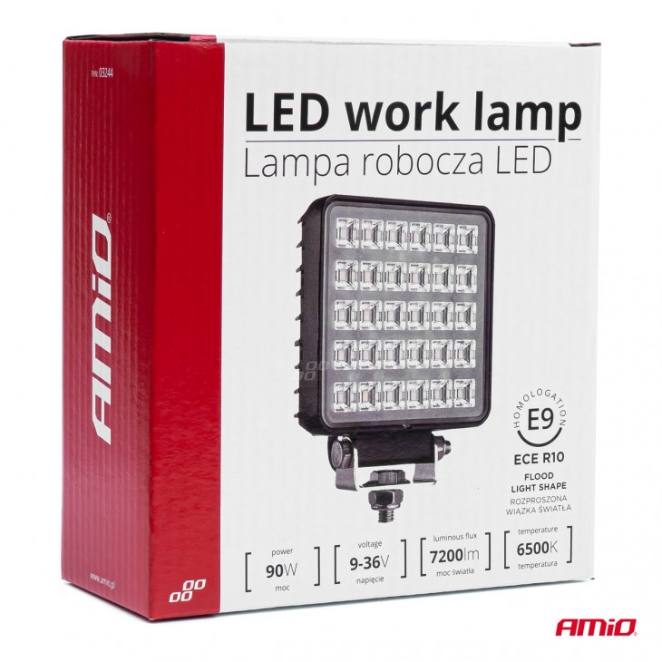 Proiector LED pentru Off-Road, ATV, SSV, putere 90W, culoare 6500K, tensiune 9-36V, dimensiuni 110 x 110 x 45 mm - AVX-AM03244 - AMIO