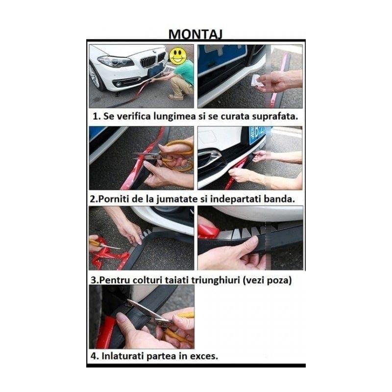 Protectie spoiler, prelungire bara fata/spate din cauciuc, culoare NEGRU