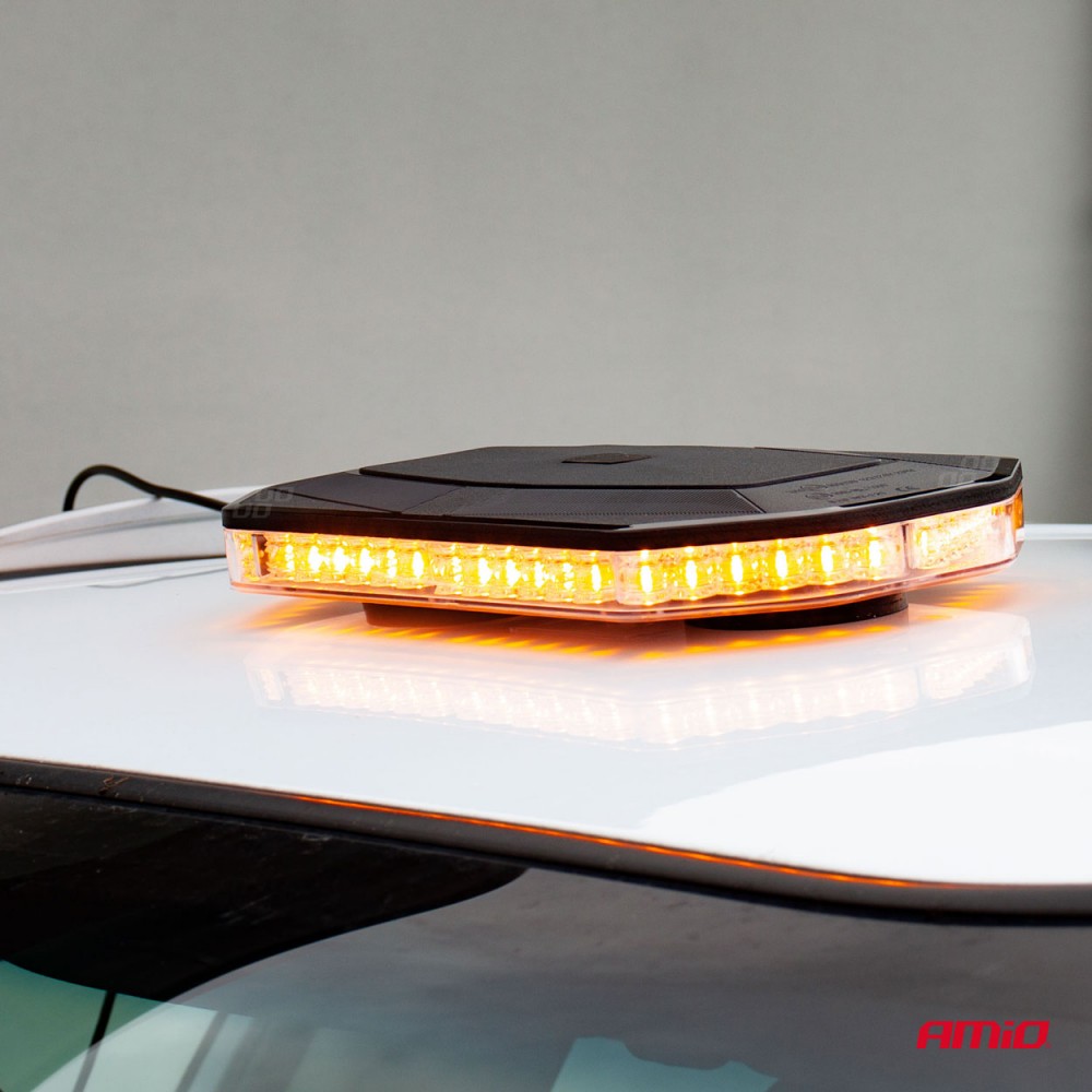 Rampa luminoasa girofar, culoare Orange, alimentare 12/24V, 48 LED-uri, protectie IP56, montaj cu magnet - AVX-AM02920 - AMIO