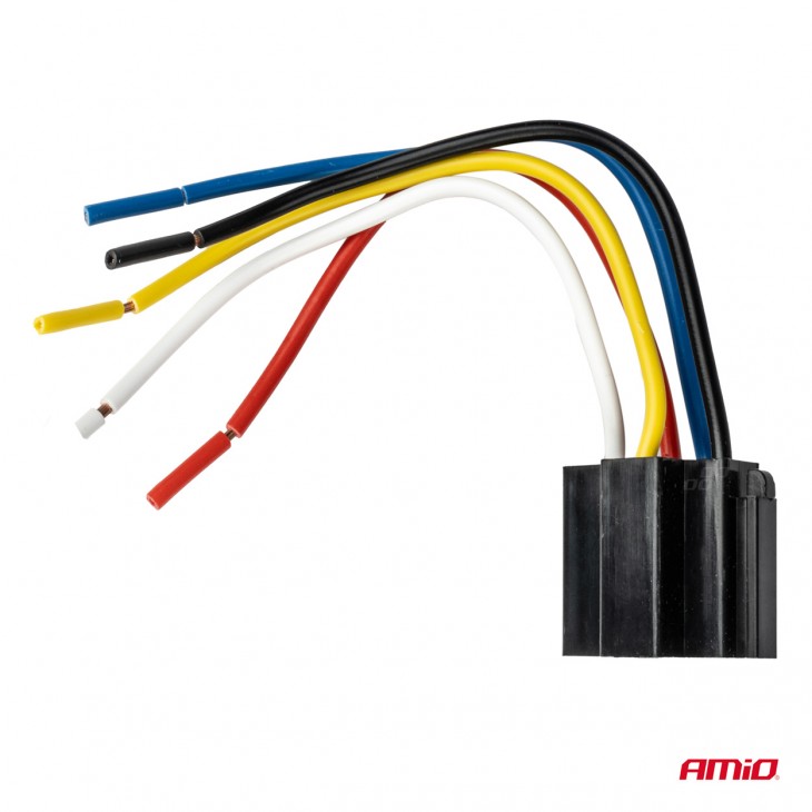 Releu auto cu 5 pini, 12V, 40A + Mufa releu cu cabluri - AVX-AM03510 - AMIO