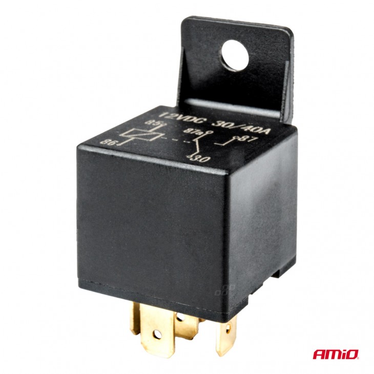 Releu auto cu 5 pini, 12V, 40A + Mufa releu cu cabluri - AVX-AM03510 - AMIO