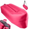 Saltea Autogonflabila Lazy Bag tip sezlong, 230 x 70cm, culoare Roz, pentru camping, plaja sau piscina - AVX-KX5567 - AVEX
