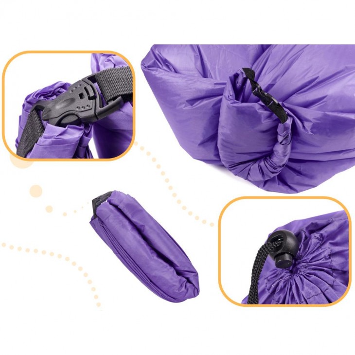 Saltea Autogonflabila Lazy Bag tip sezlong, 230 x 70cm, culoare Violet, pentru camping, plaja sau piscina - AVX-KX5567_5 - AVEX