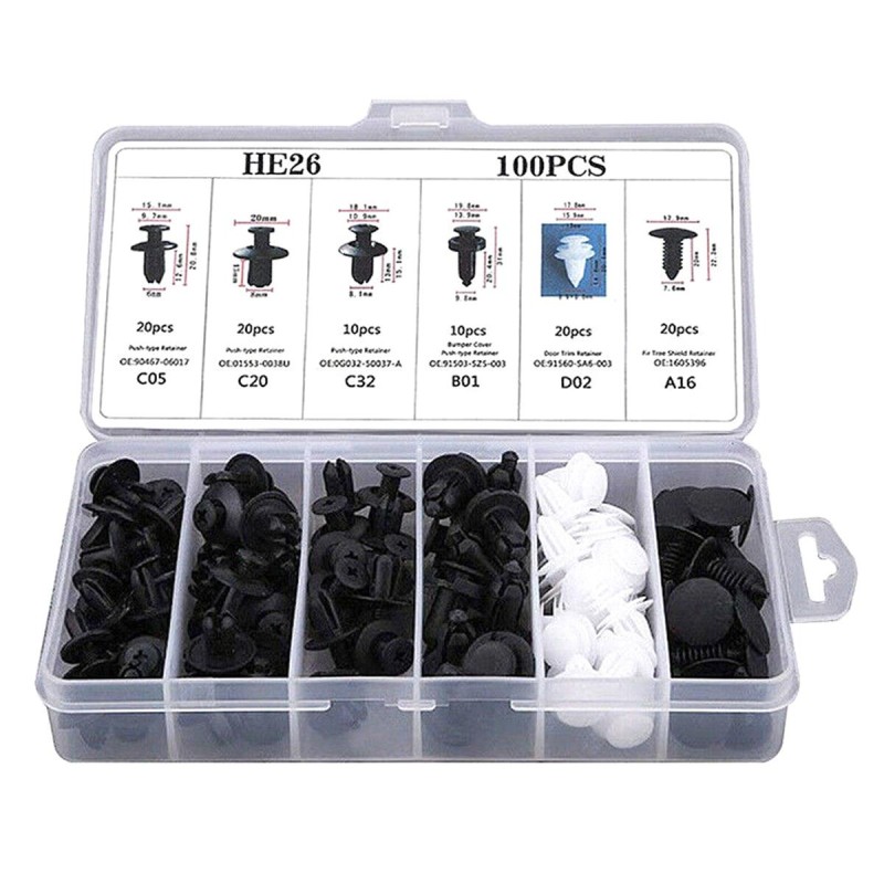 Set 100 clipsuri auto, universale, pentru montaj - AVX-AG717 - AVEX