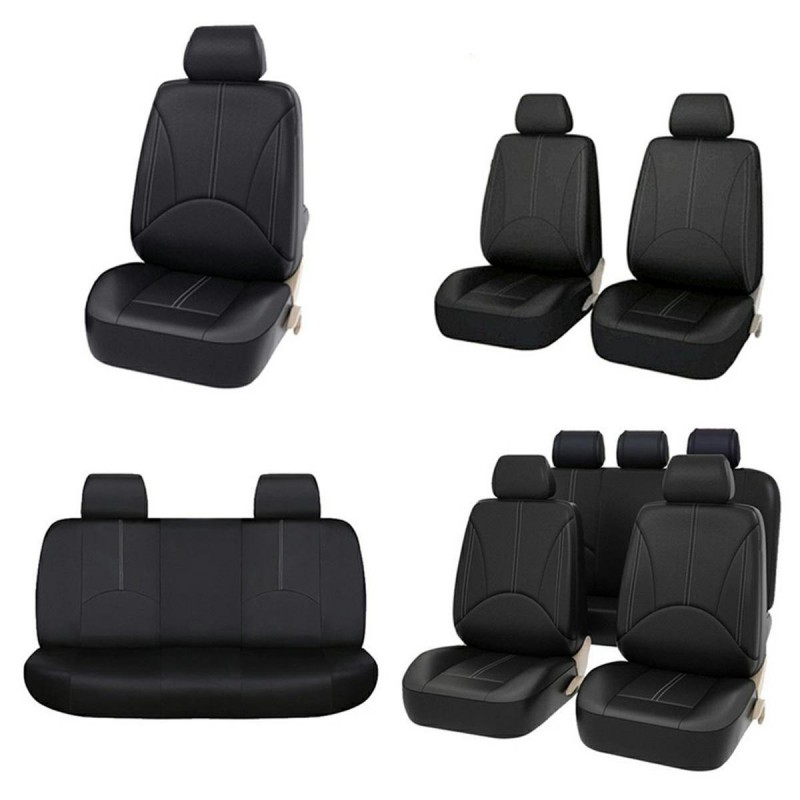 Set 11 huse scaun auto UNIVERSALE din piele ecologica NEGRU AG338E - AVX-AG338E - AVEX