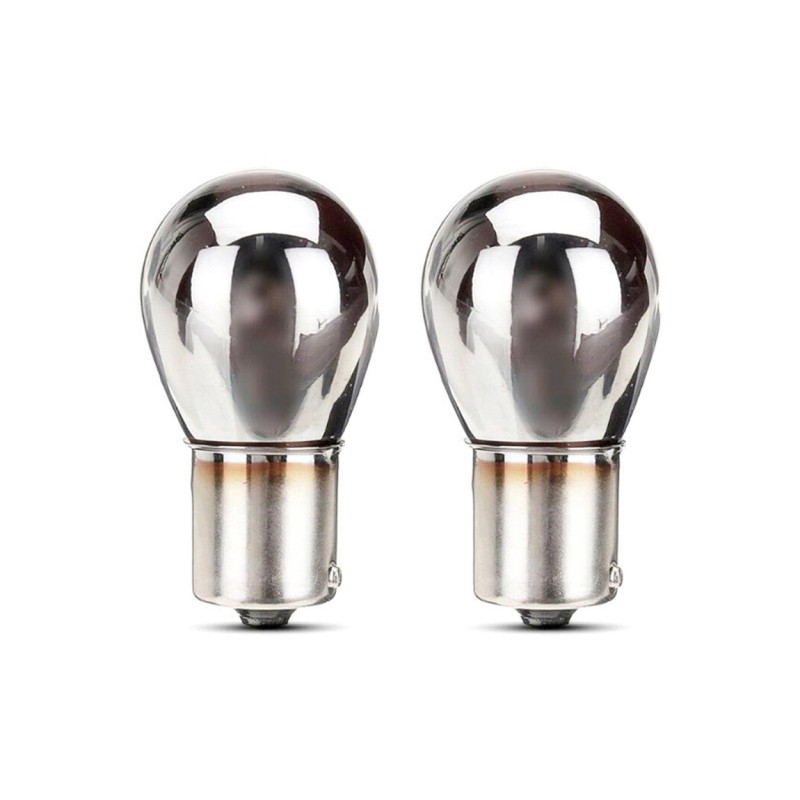 Set 2 becuri cu halogen, cromate, soclu P21W, BA15s, alimentare 12V - AVX-AM03110 - AMIO