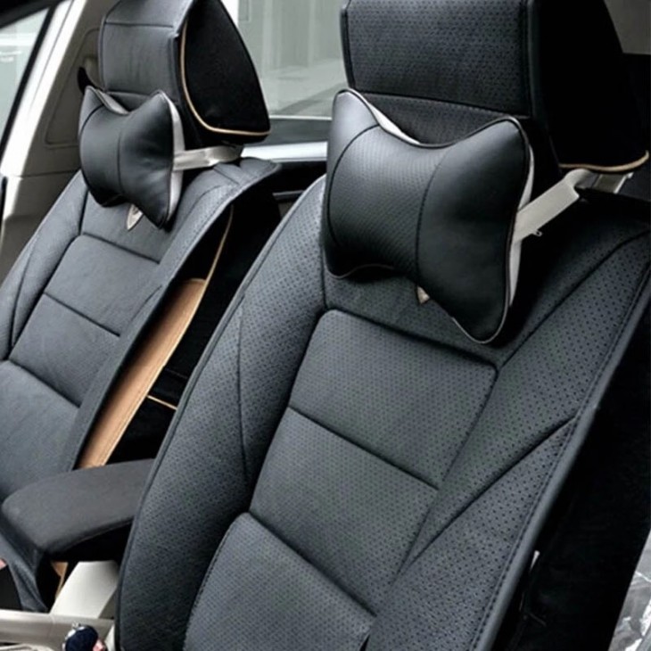 Set 2 buc. perne tetiere auto, pentru sustinere gat din piele ecologica, culoare NEGRU - AVX-APT-AG353A - AVEX