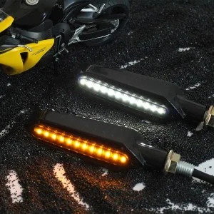 Set 2 lampi Semnalizare Moto SECVENTIALA, cu 2 functii, pozitie si semnalizare, 12V