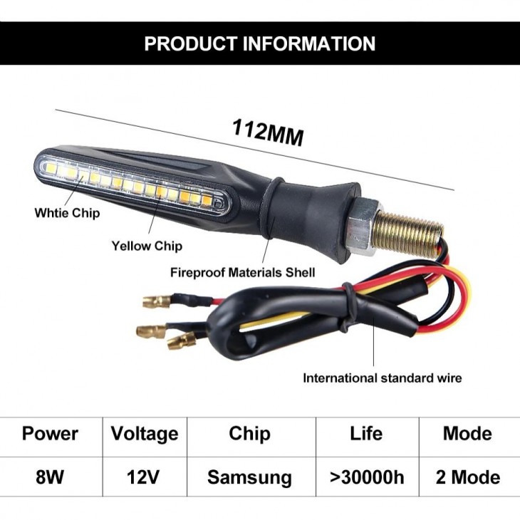 Set 2 lampi Semnalizare Moto SECVENTIALA, cu 2 functii, pozitie si semnalizare, 12V - AVX-T100122-5 - AVEX