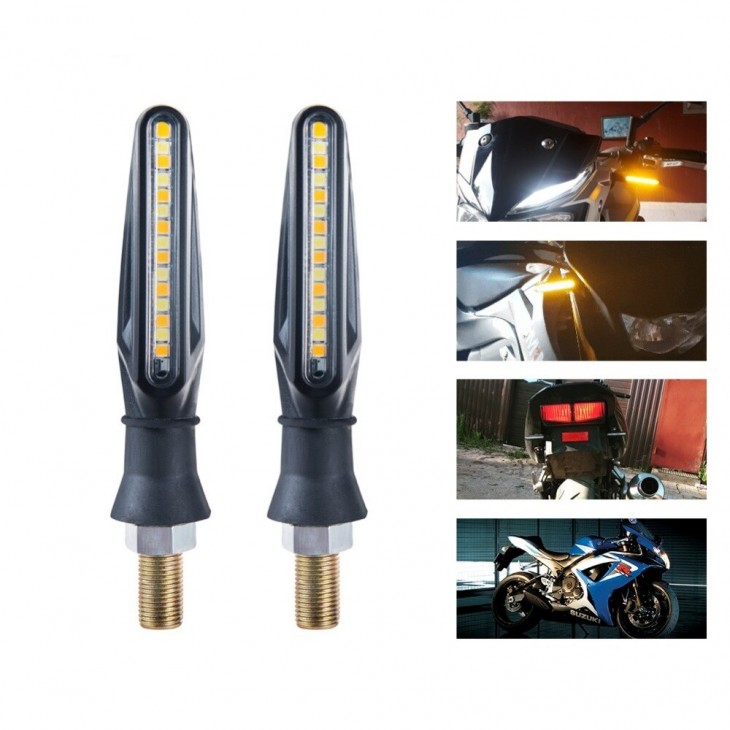 Set 2 lampi Semnalizare Moto SECVENTIALA, cu 2 functii, pozitie si semnalizare, 12V - AVX-T100122-5 - AVEX