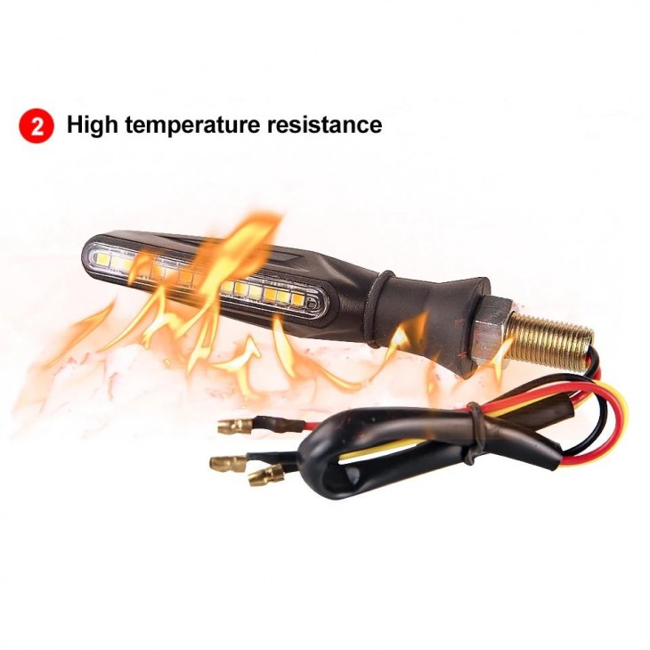 Set 2 lampi Semnalizare Moto SECVENTIALA, cu 2 functii, pozitie si semnalizare, 12V - AVX-T100122-5 - AVEX