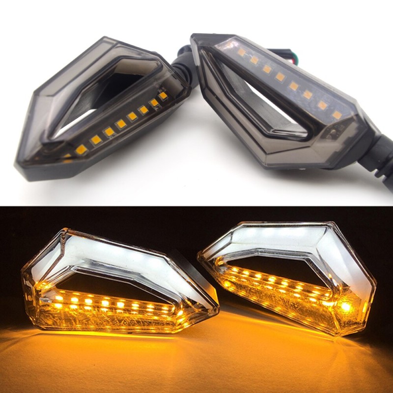 Set 2 lampi Semnalizare Moto cu LED, cu 2 functii, pozitie si semnalizare, 12V - AVX-T181220-1 - AVEX
