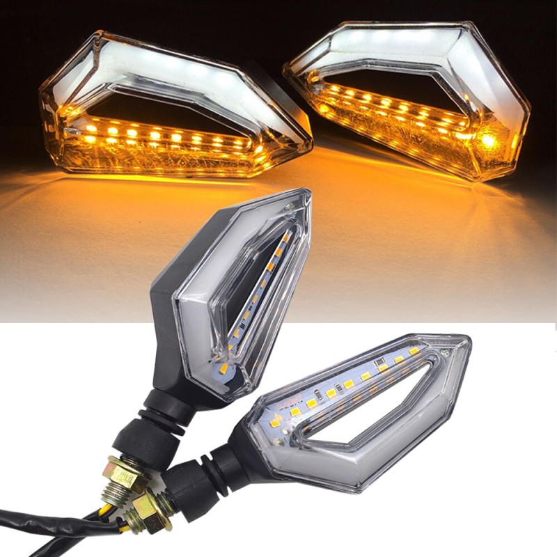Set 2 lampi Semnalizare Moto cu LED, cu 2 functii, pozitie si semnalizare, 12V - AVX-T181220-1 - AVEX