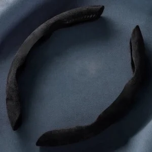 Set 2 ornamente volan finisaj ALCANTARA NEGRU, dimensiune universala