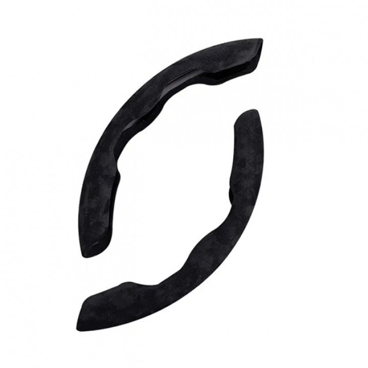 Set 2 ornamente volan finisaj ALCANTARA NEGRU, dimensiune universala - AVX-T021023-6N - AVEX