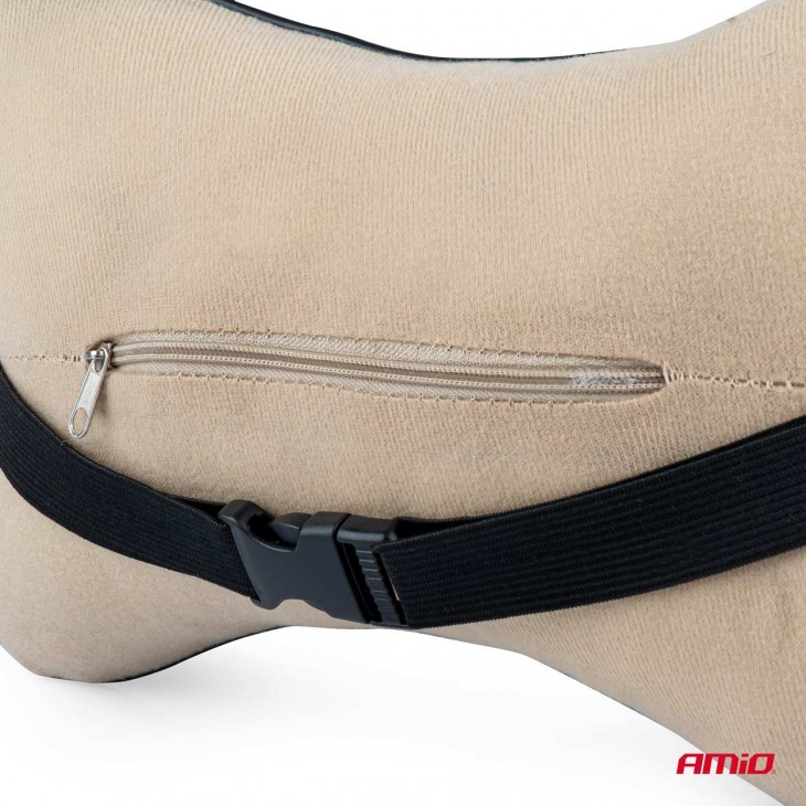 Set 2 perne pentru tetiere auto, marca AMIO, pentru sustinere gat din piele ecologica, culoare NEGRU - AVX-AM03130 - AMIO