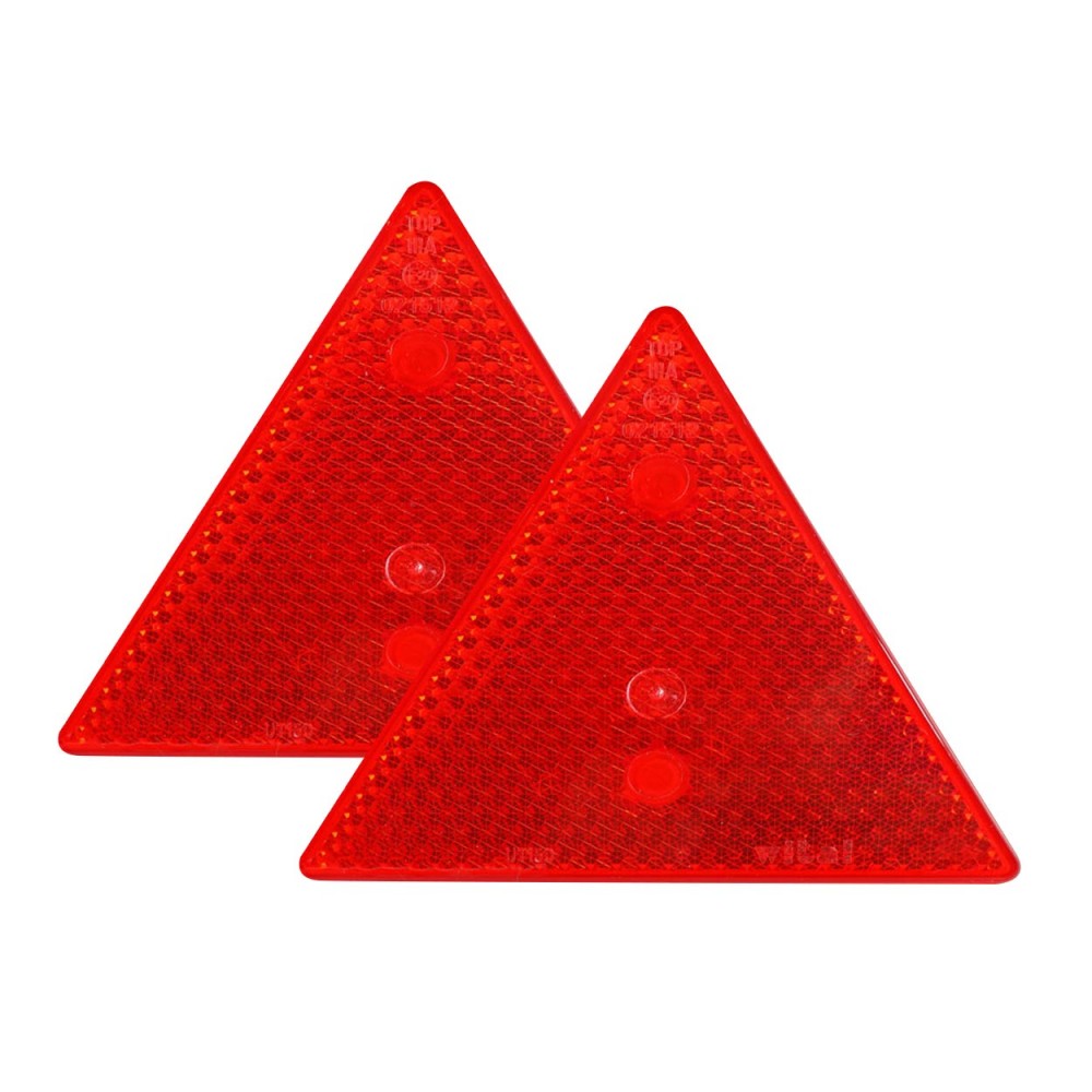 Set 2 triunghiuri de avertizare reflectorizante pentru remorci, culoare rosie, dimensiune 15 x 15 cm - AVX-AME1405 - AMIO