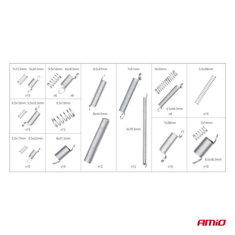 Set 200 arcuri de compresie si extensie de diferite dimensiuni pentru reparatii - AVX-AM03140 - AMIO